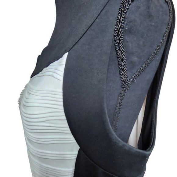 Calvin Klein black white Ruched sleeveless semi-formal Old Money MIDI dress 18 - Picture 6 of 11